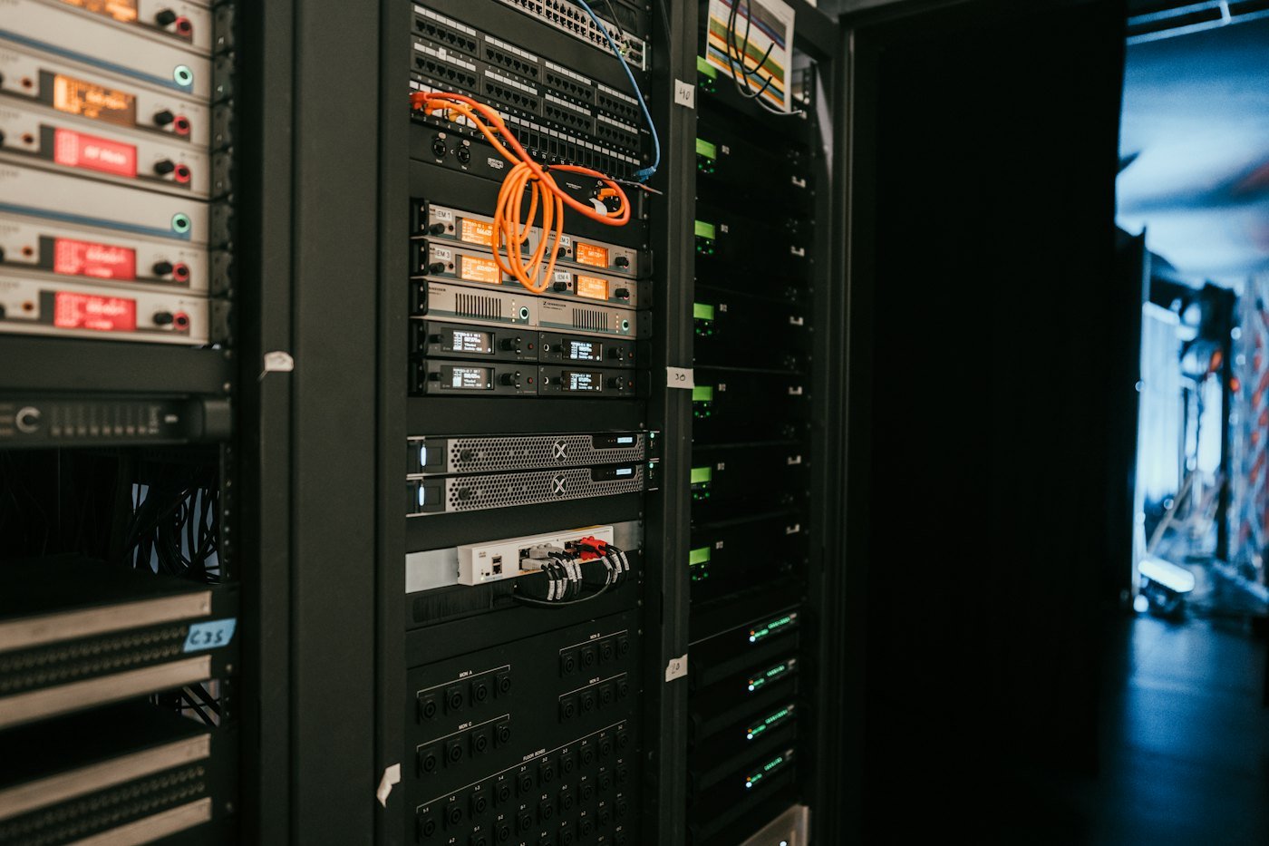 Rack-mounted servers and network equipment